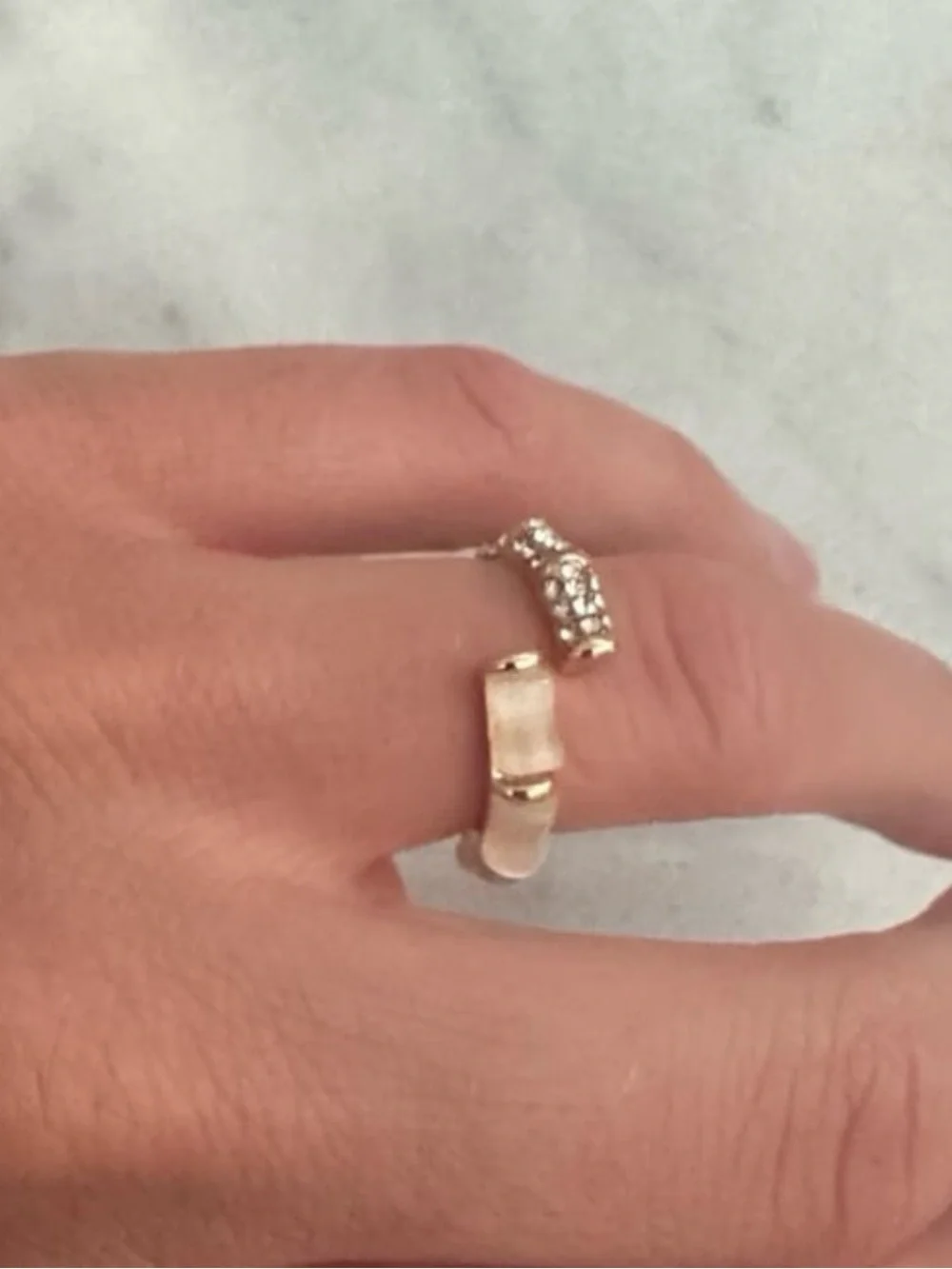 Gold Crystal Bamboo Wrap Wring   Brand New  Gold Plated Stainless Steel